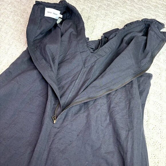 Maria Stanley Anthropologie Cascada Ruffle Jumpsuit, Black Wide Leg Romper, Sz L - Picture 7 of 12